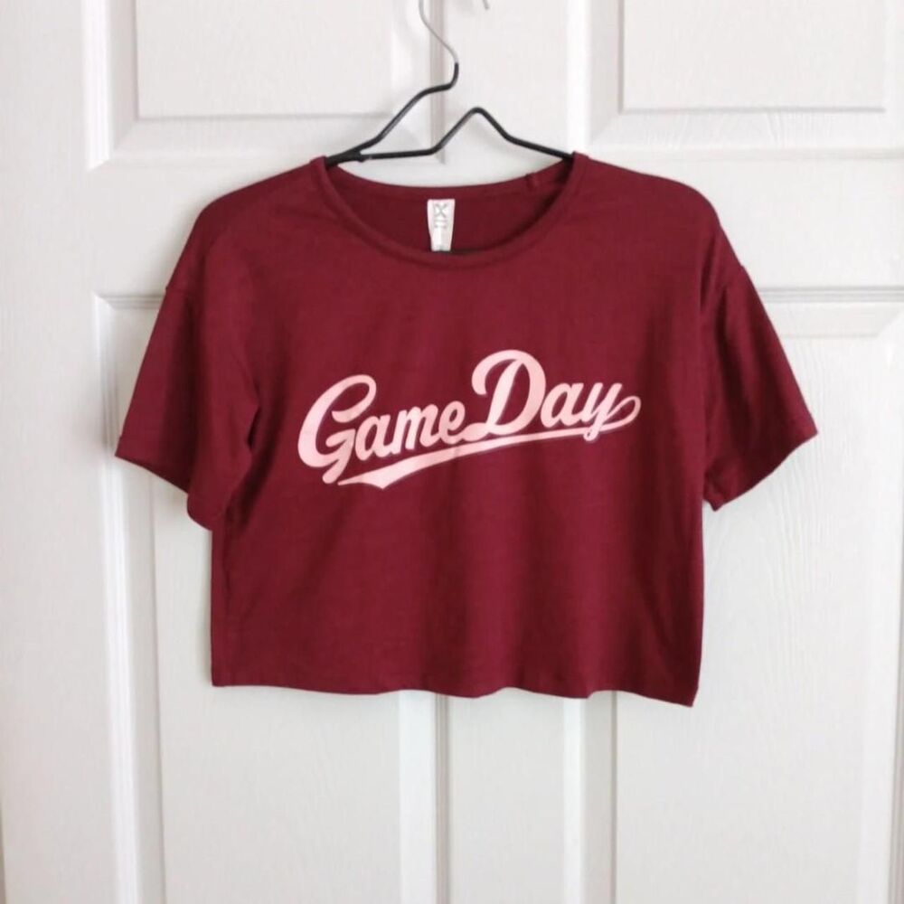 Xersion Women's Red and Burgundy Crop-top Size M